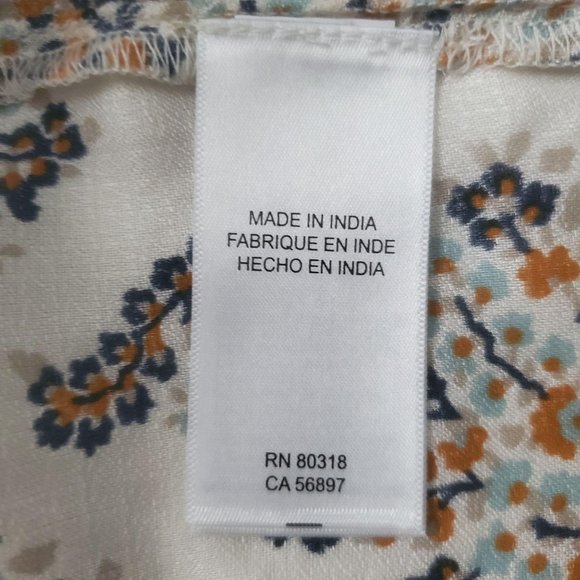 Lucky Brand Women's Mixed Print Natural Multicolor Peasant Top Size S/P NWT - Picture 13 of 16